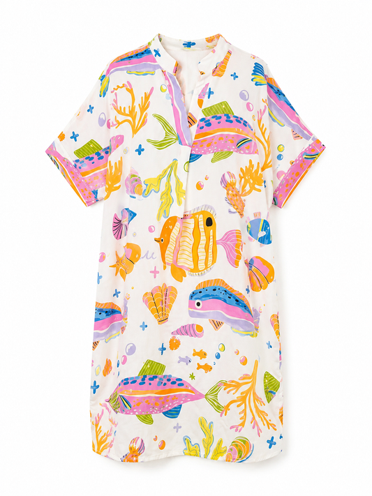 Katy fish print cotton dress