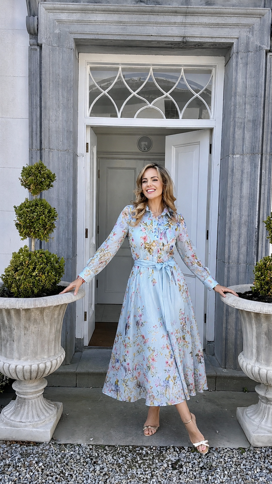 Matilda blue floral long dress