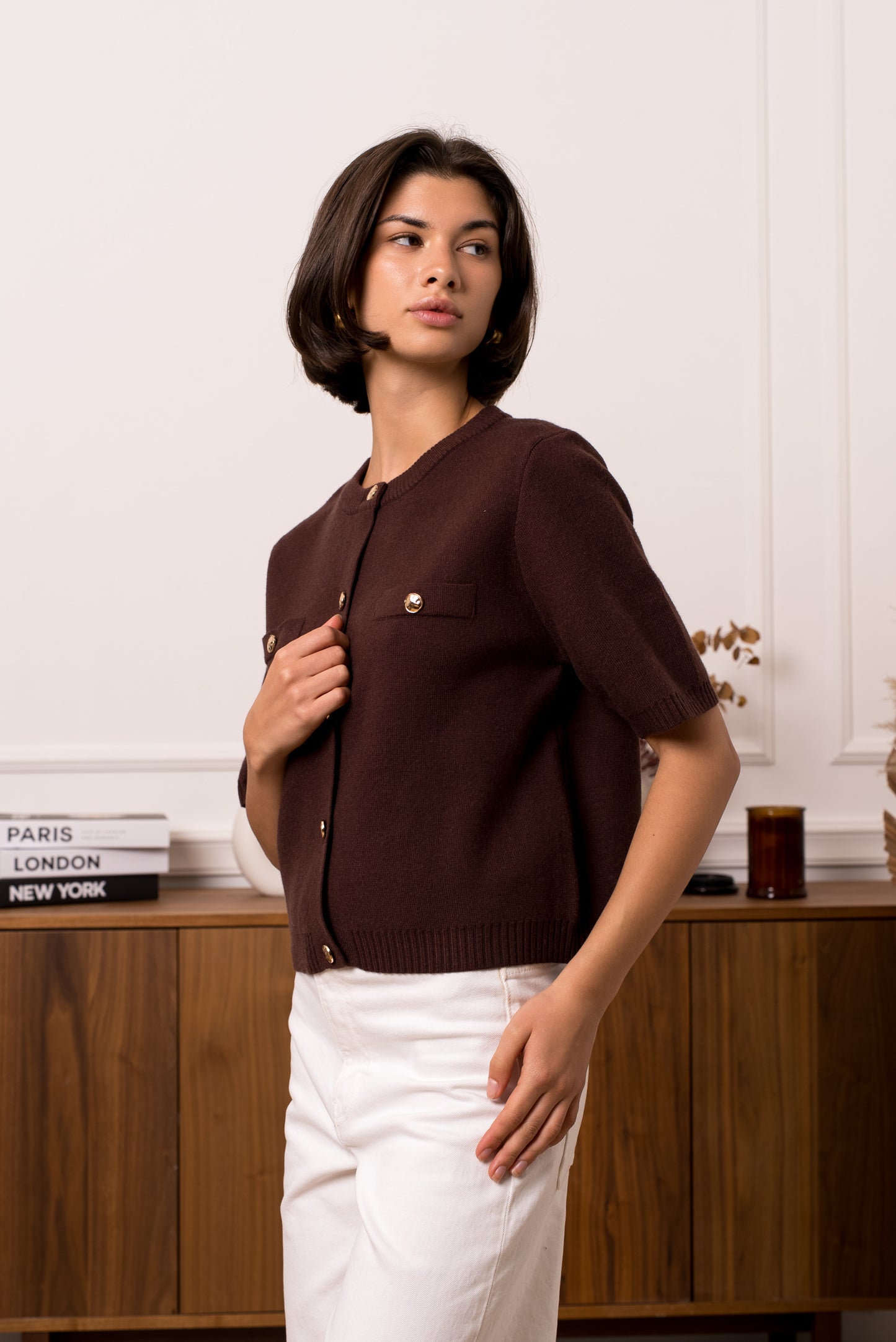 Anna chocolate brown knit cardigan