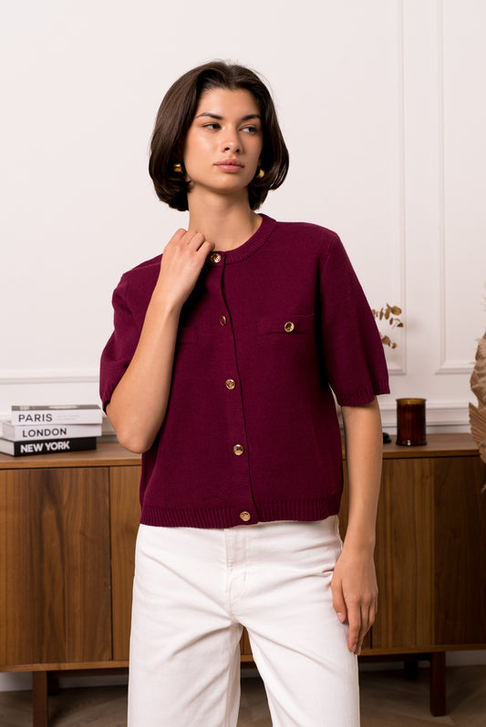 Anna burgundy knit cardigan