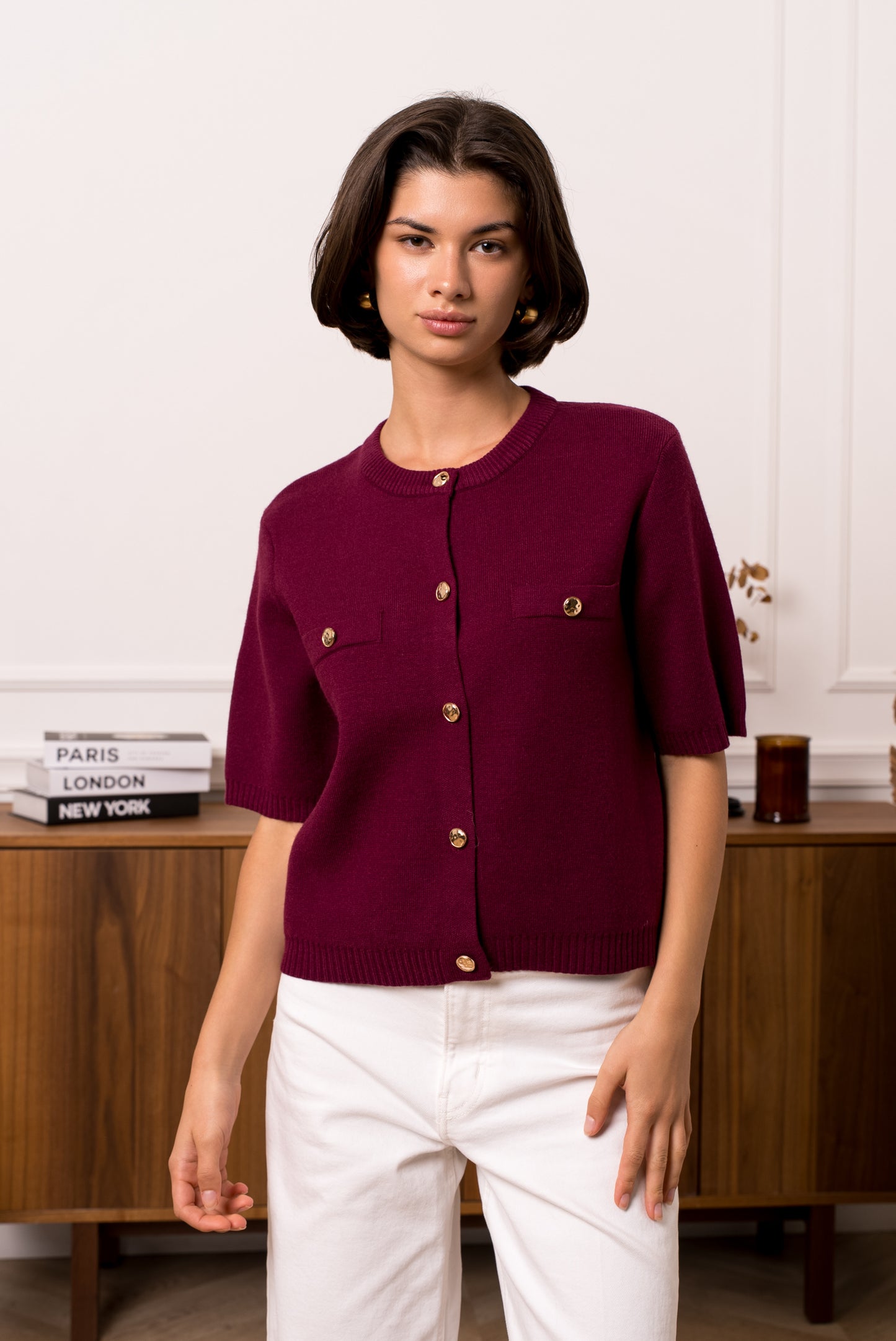 Anna burgundy knit cardigan