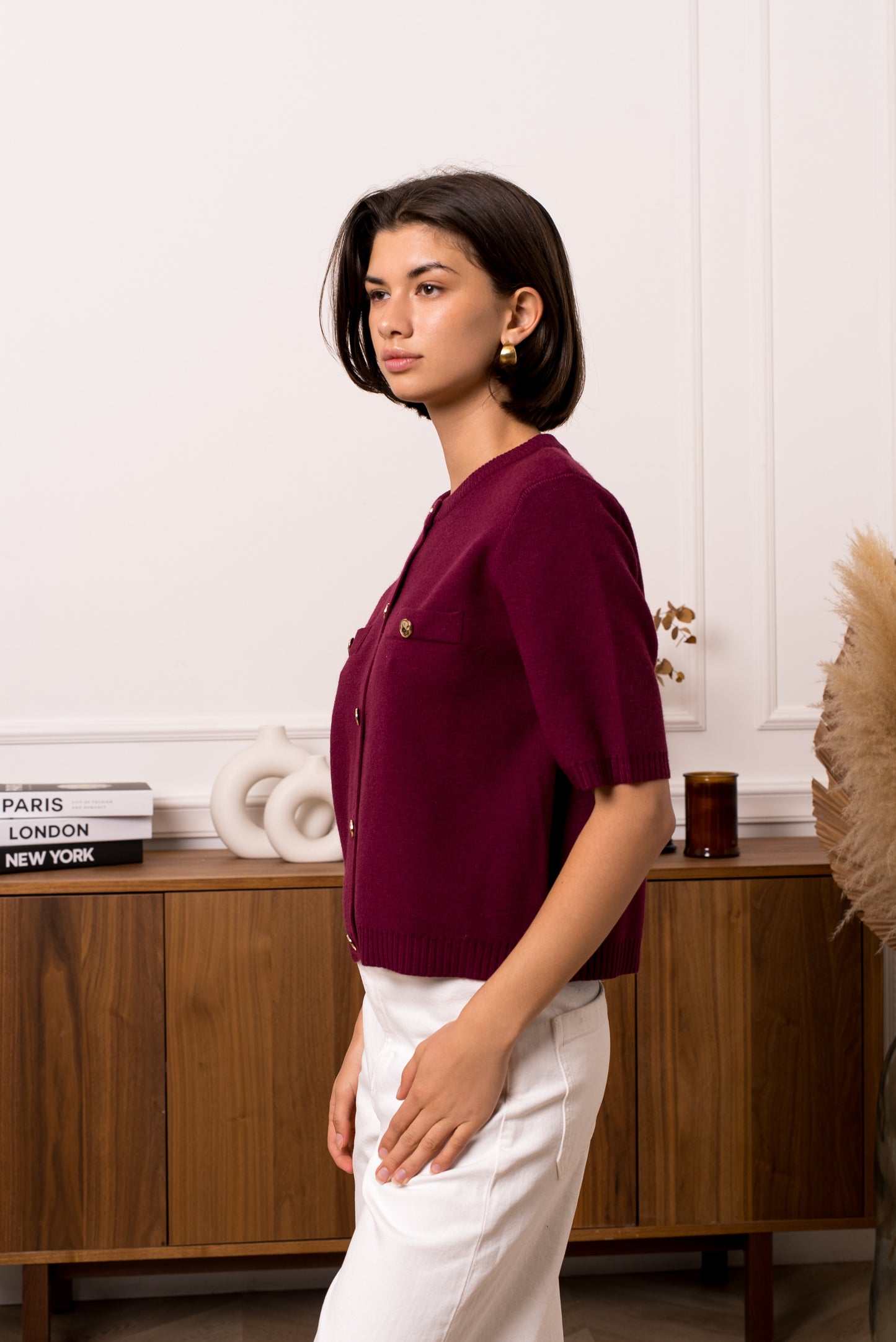 Anna burgundy knit cardigan