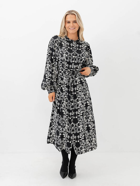 Ichi Dress Black Flower