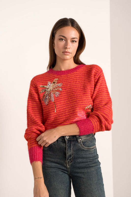 Matilda pink & orange striped sequin jumper