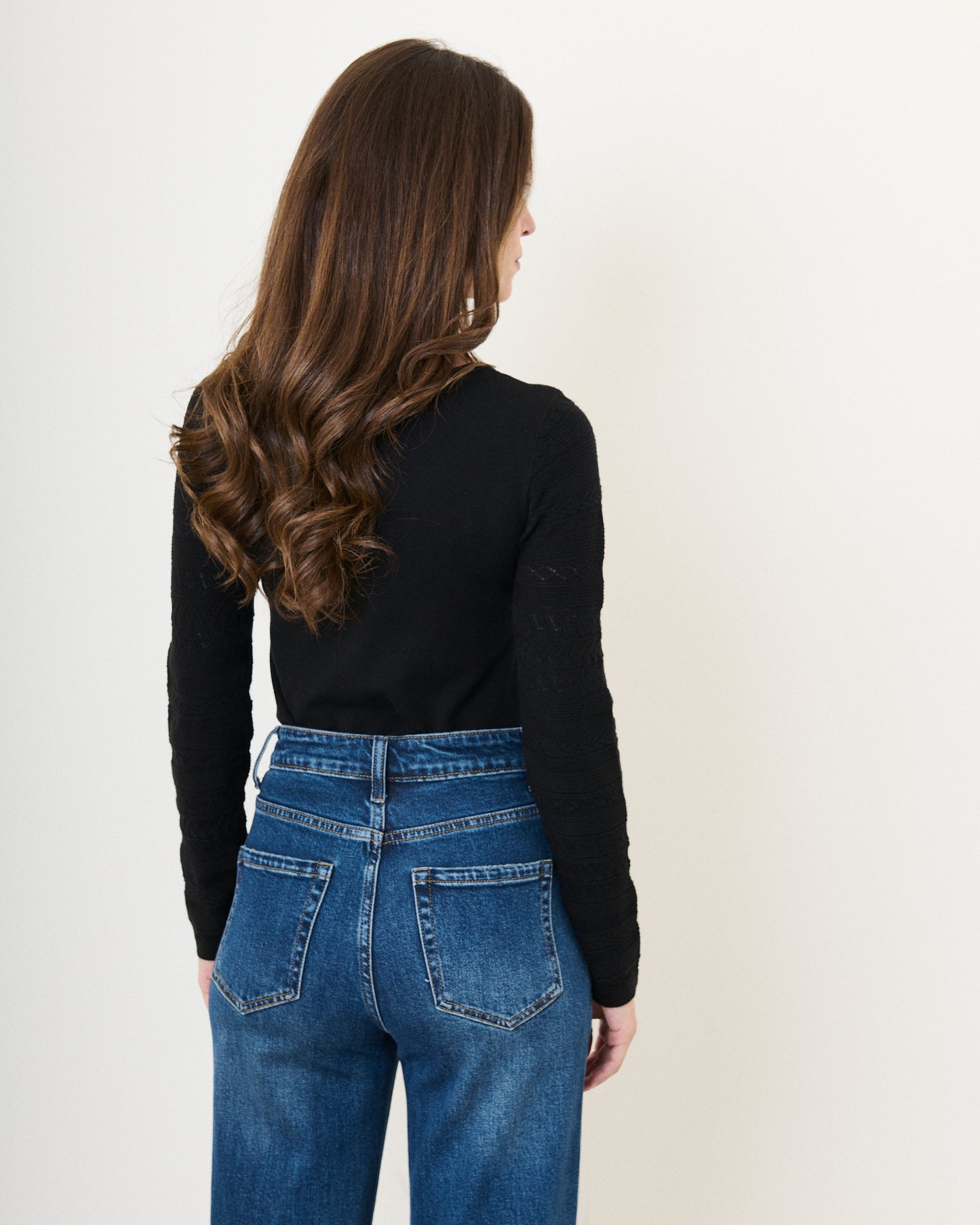 Niamh black long sleeve button up top