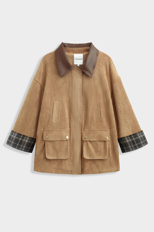 Chelsea camel faux suede barn jacket