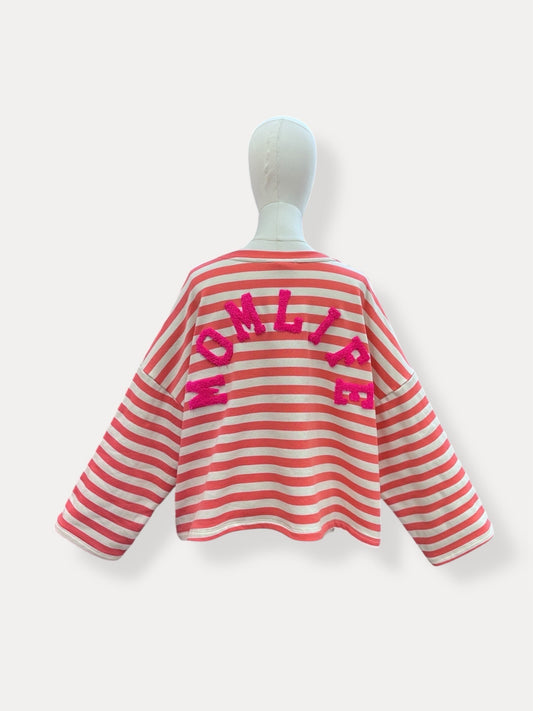 Mom life stripe pink sweatshirt