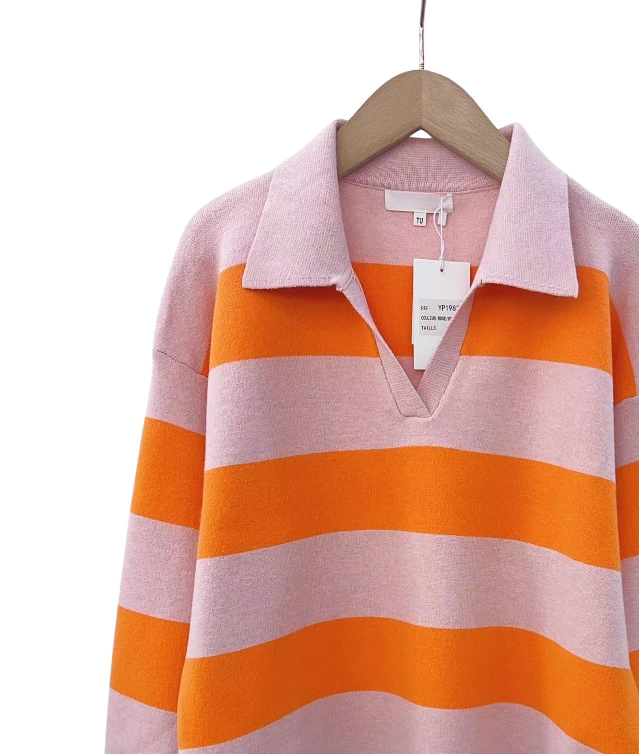 Beth stripe rugby shirt jumper orange and pink
