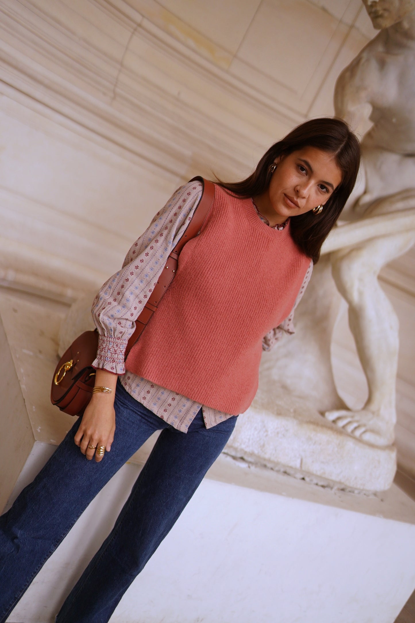 Ava coral rose sleeveless knit