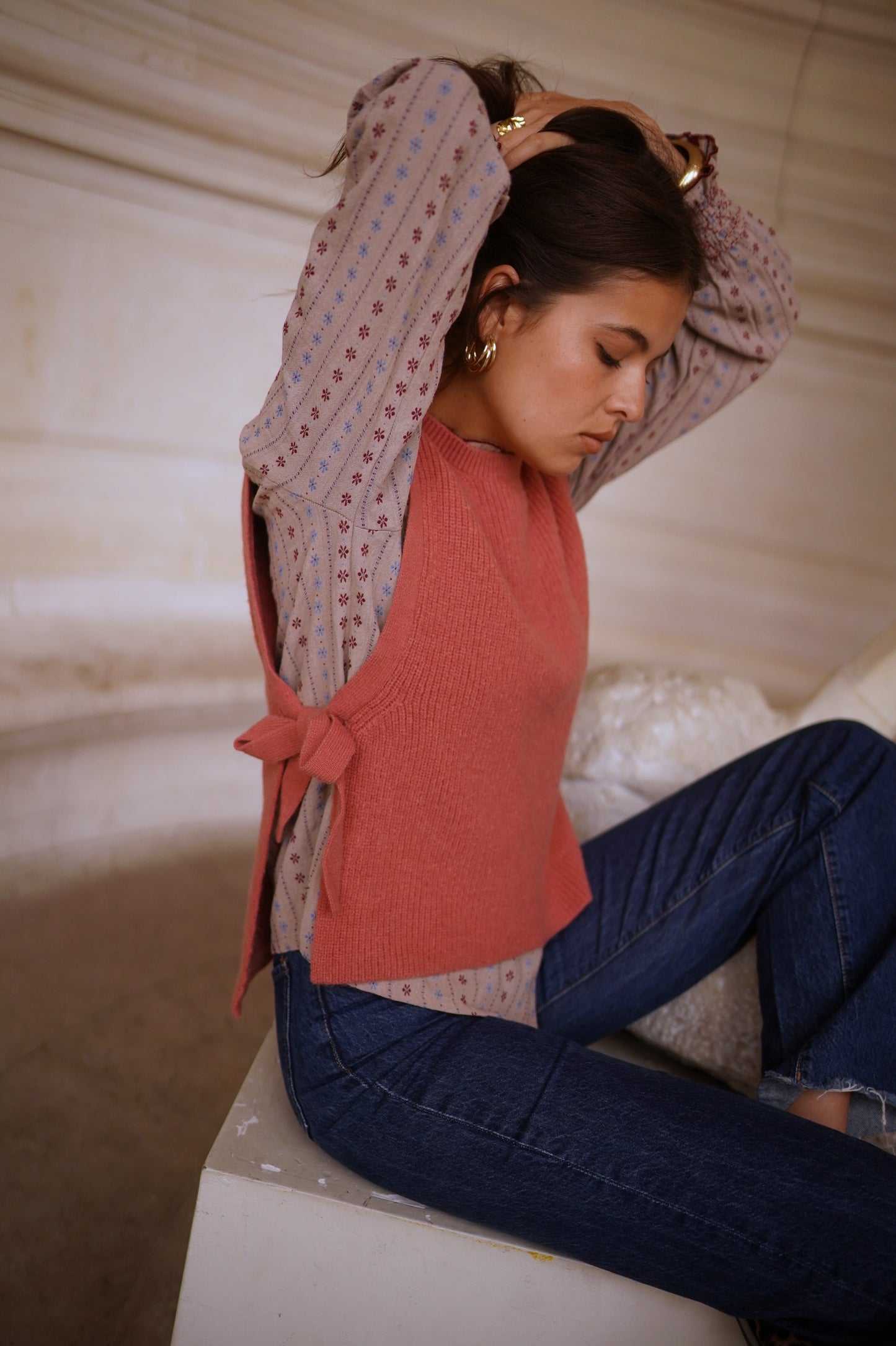 Ava coral rose sleeveless knit