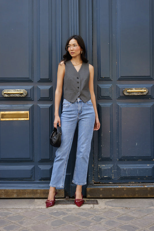 Sola straight leg high waist blue jeans