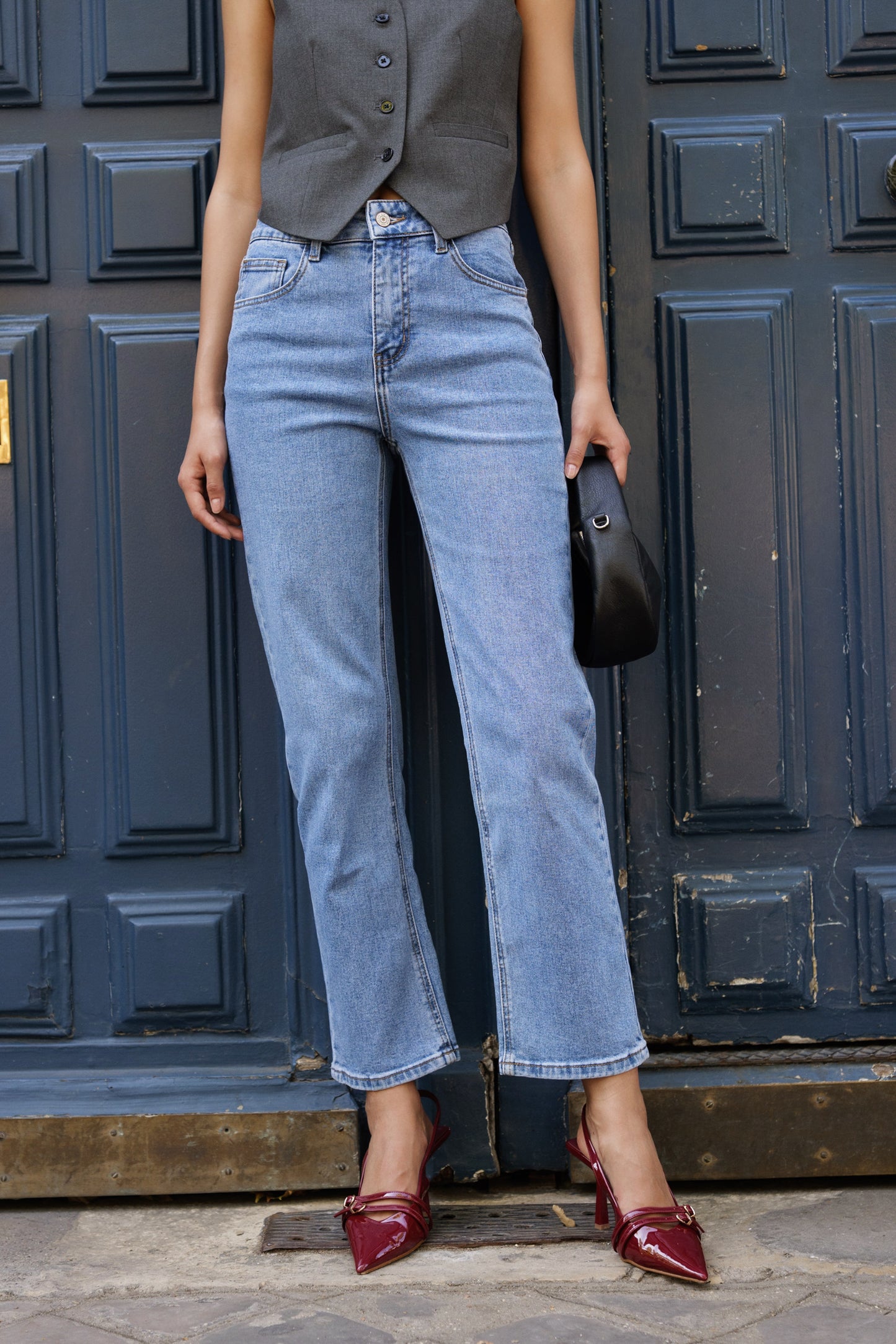 Sola straight leg high waist blue jeans