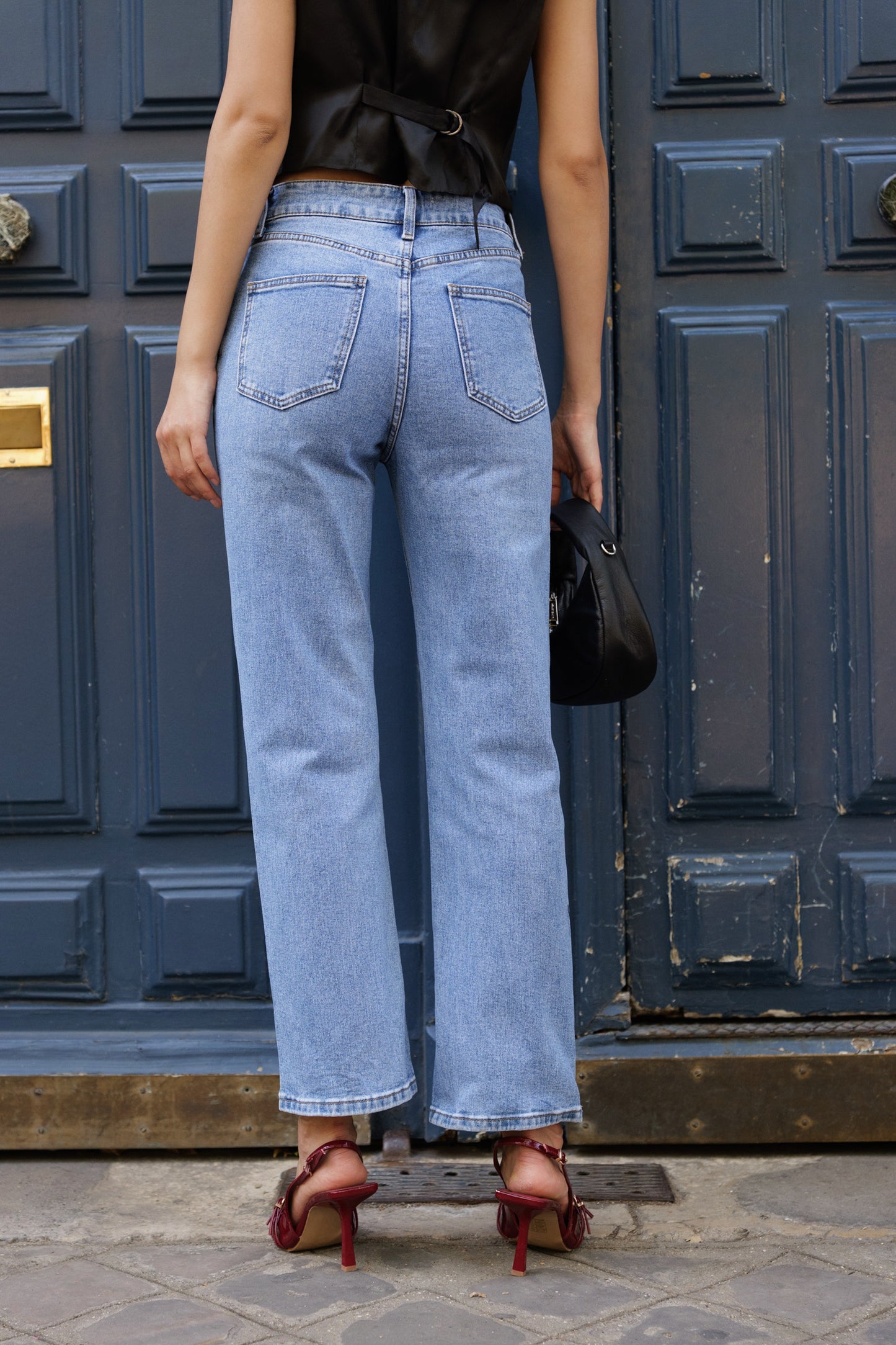 Sola straight leg high waist blue jeans
