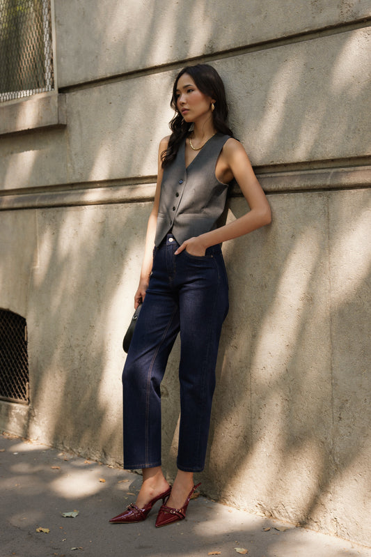 Sola straight leg high waist navy jeans