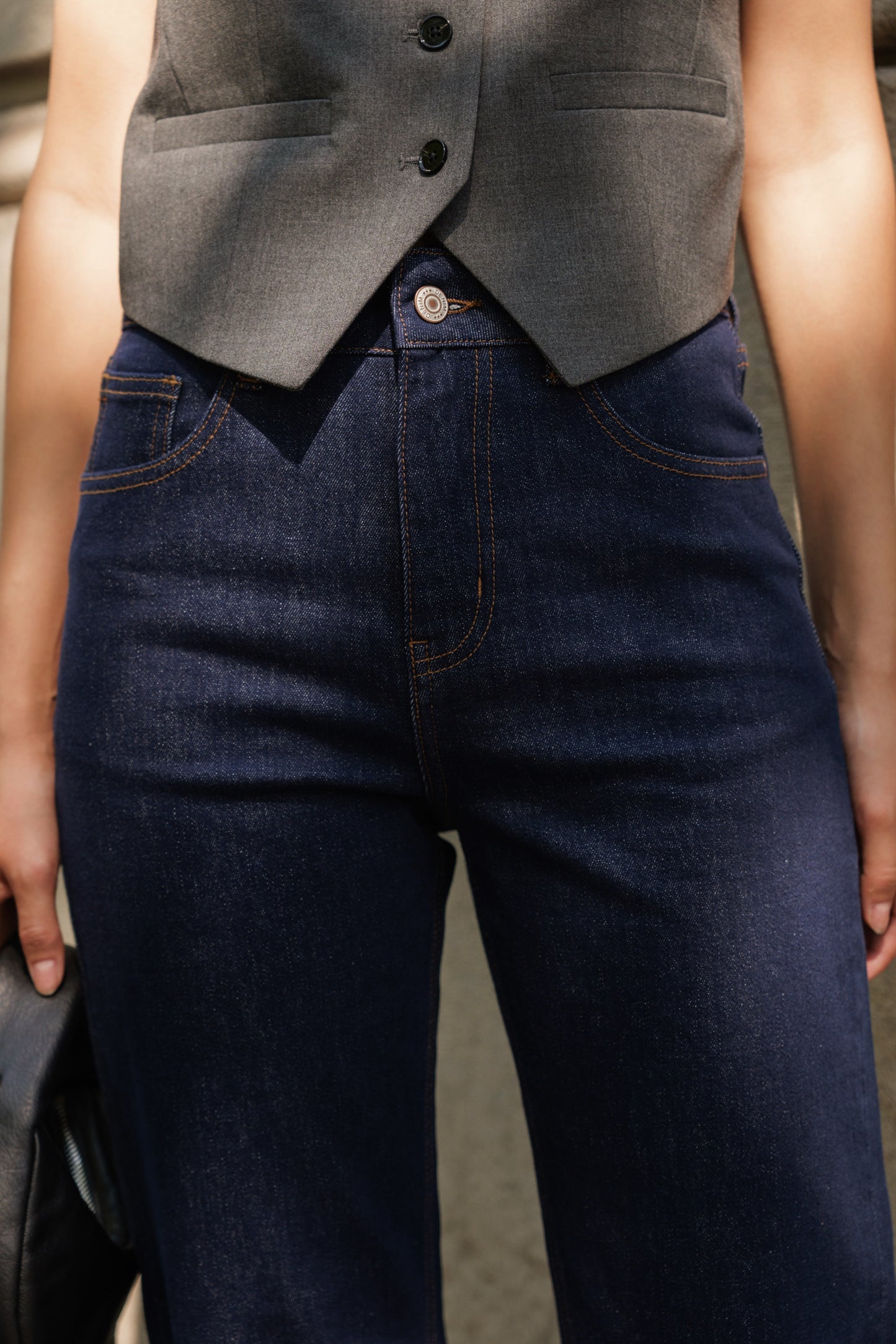 Sola straight leg high waist navy jeans