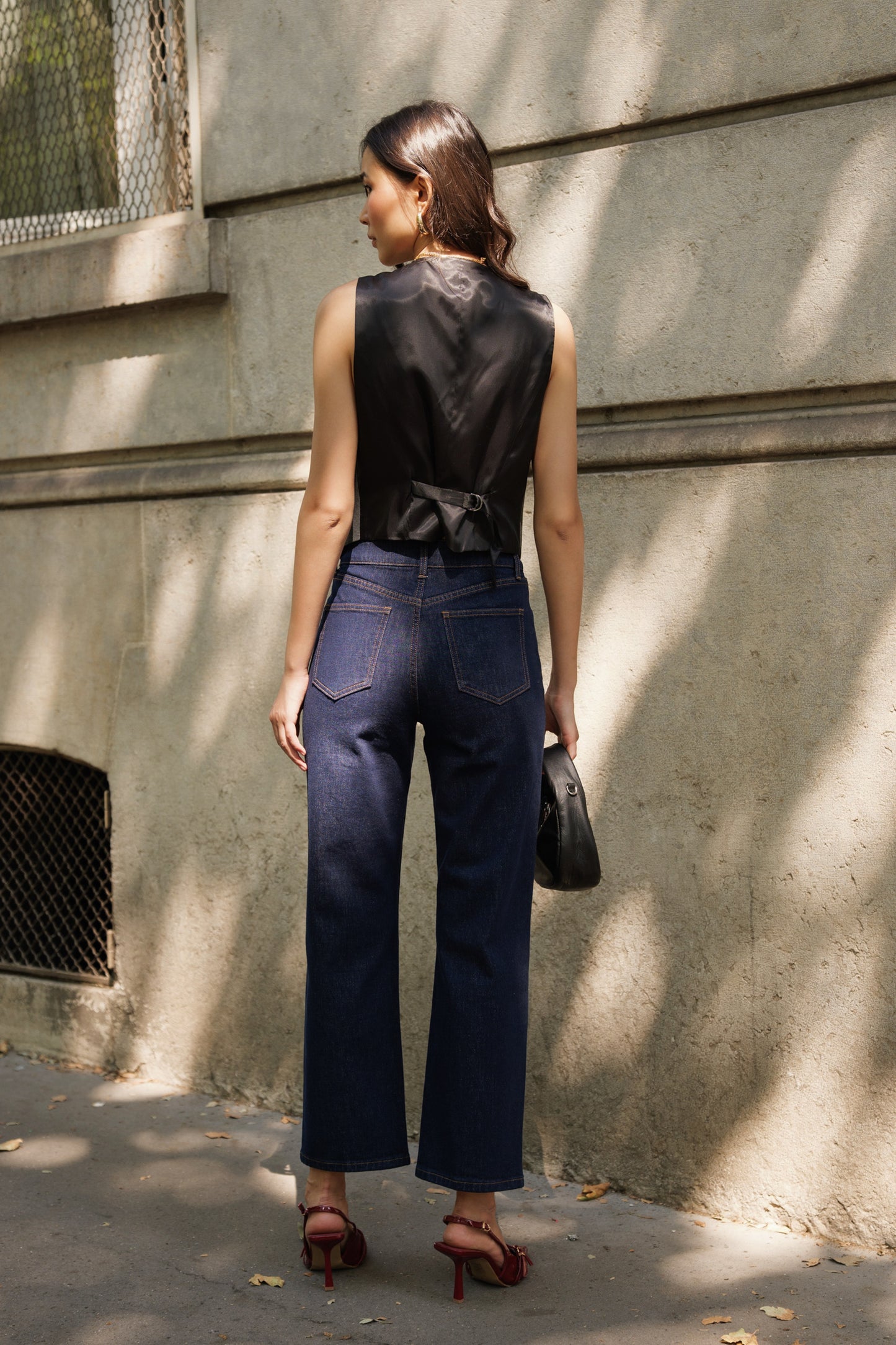 Sola straight leg high waist navy jeans