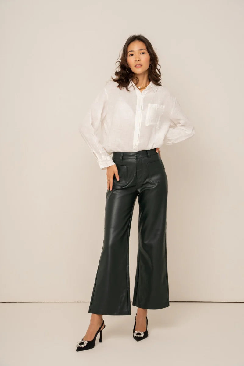 Wilme Black wide leg leather trousers