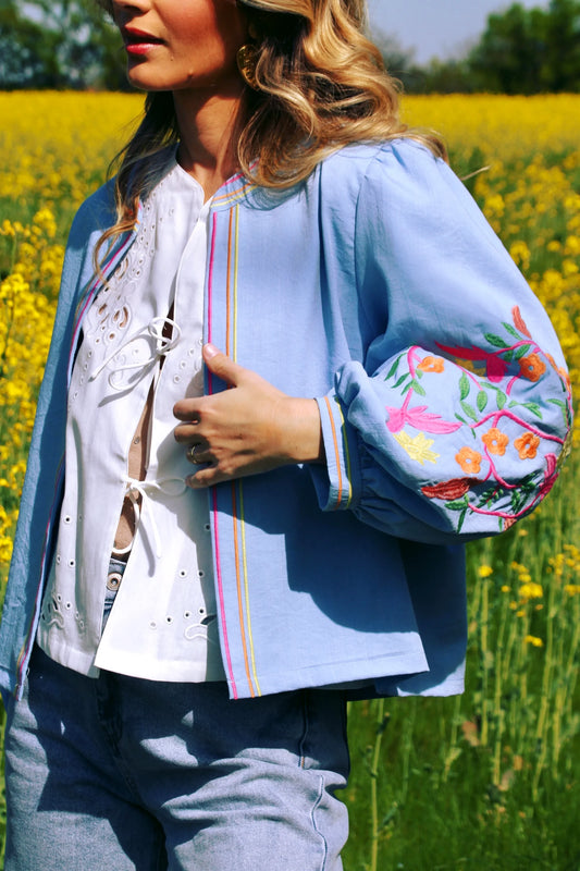 Cecilia blue floral boho jacket