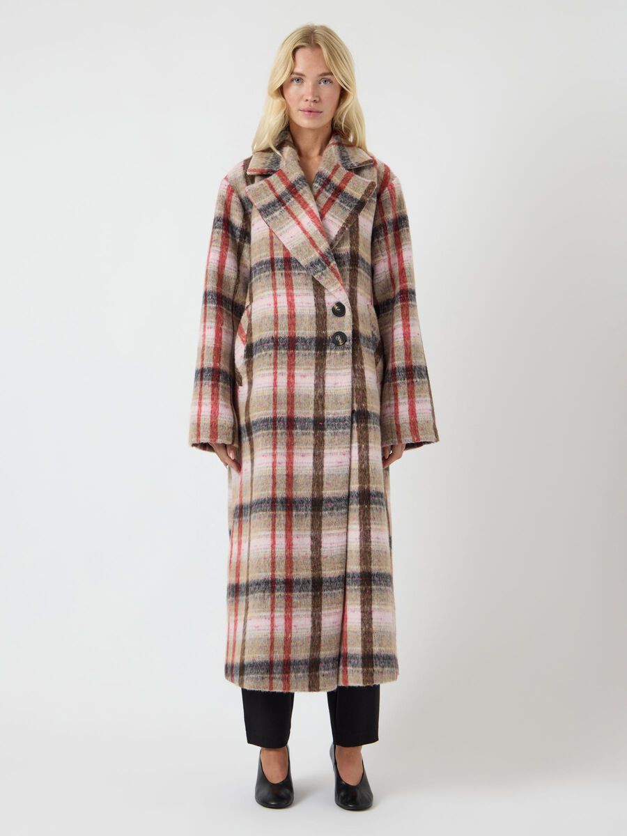 YASCIRA LONG CHECK WOOL COAT