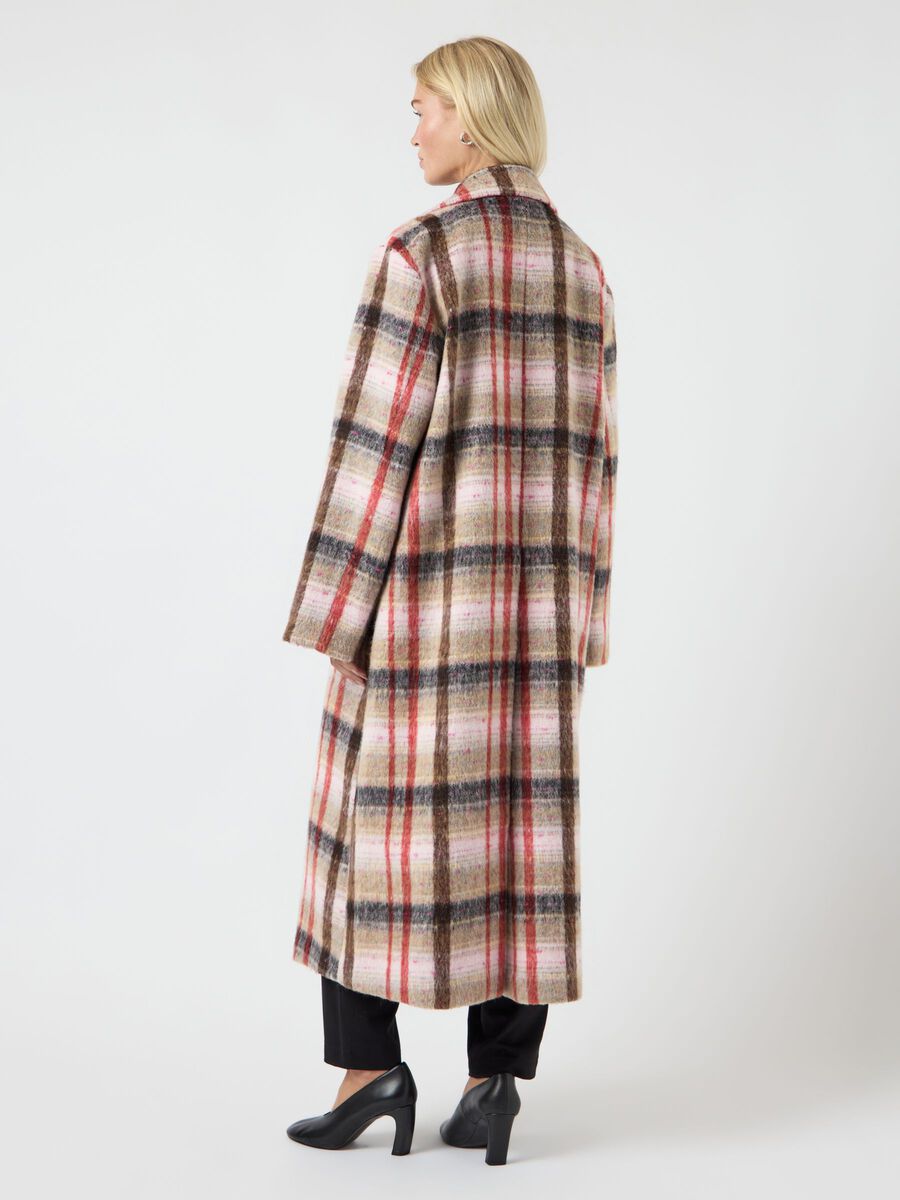 YASCIRA LONG CHECK WOOL COAT