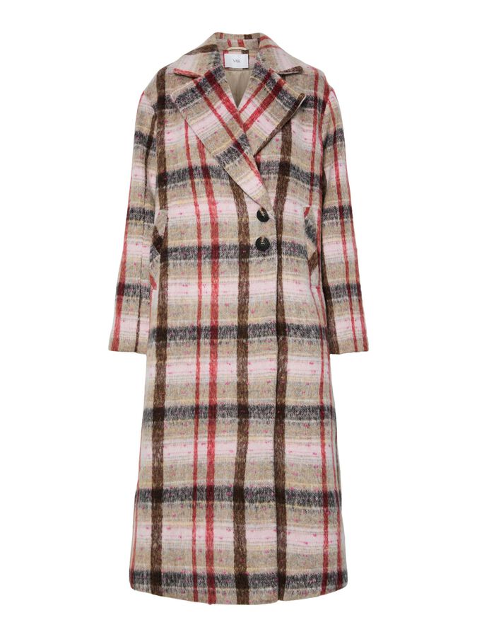 YASCIRA LONG CHECK WOOL COAT