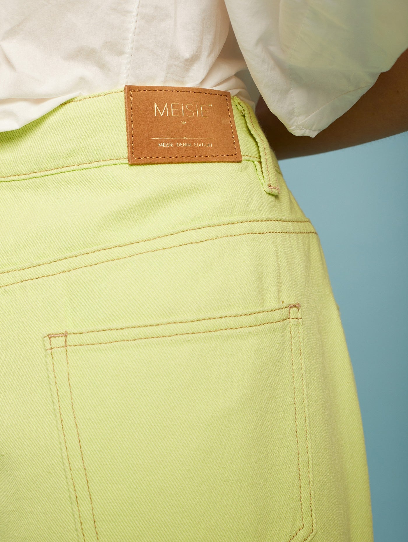 Lime green buckle jeans