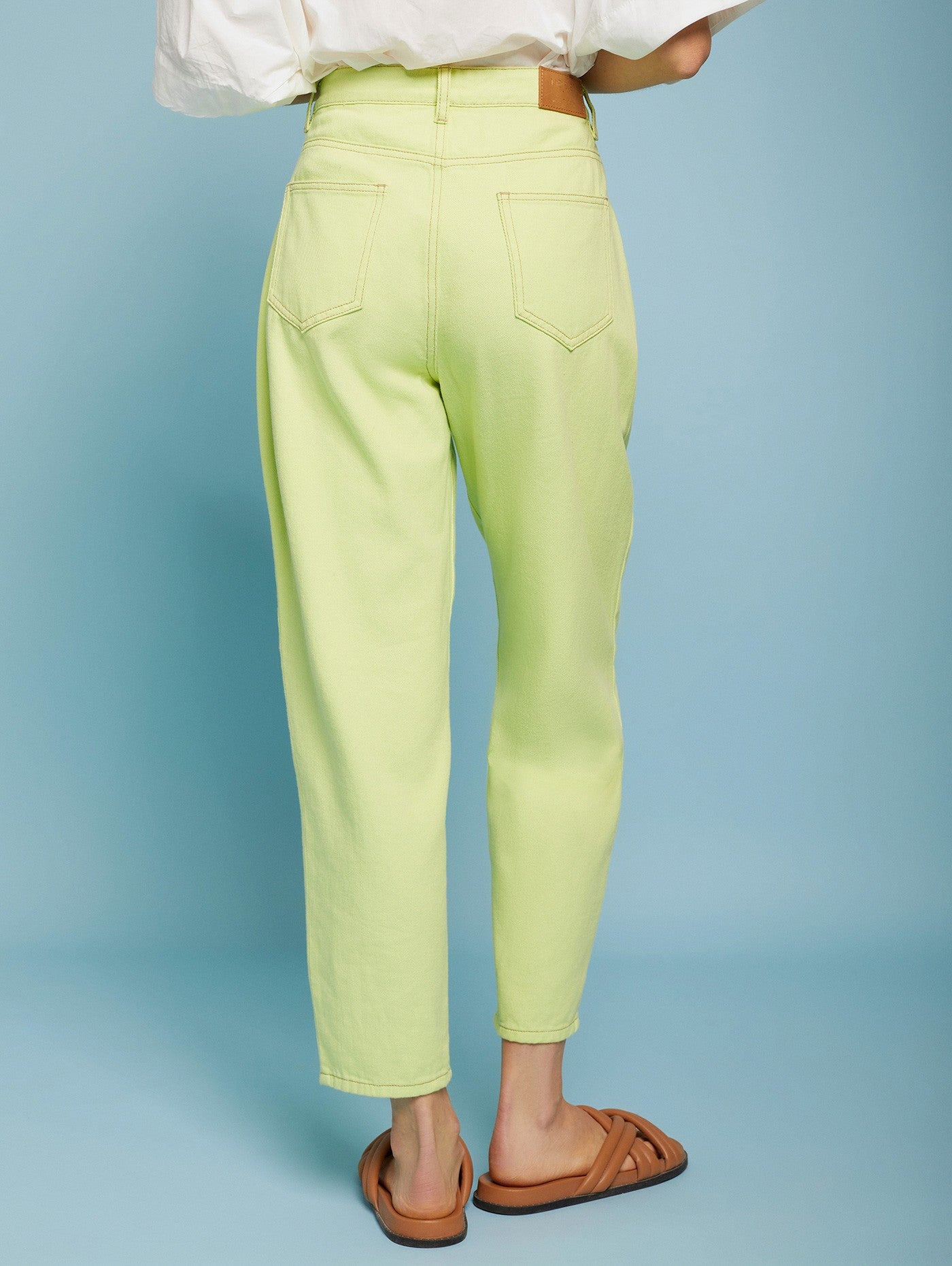 Lime green buckle jeans