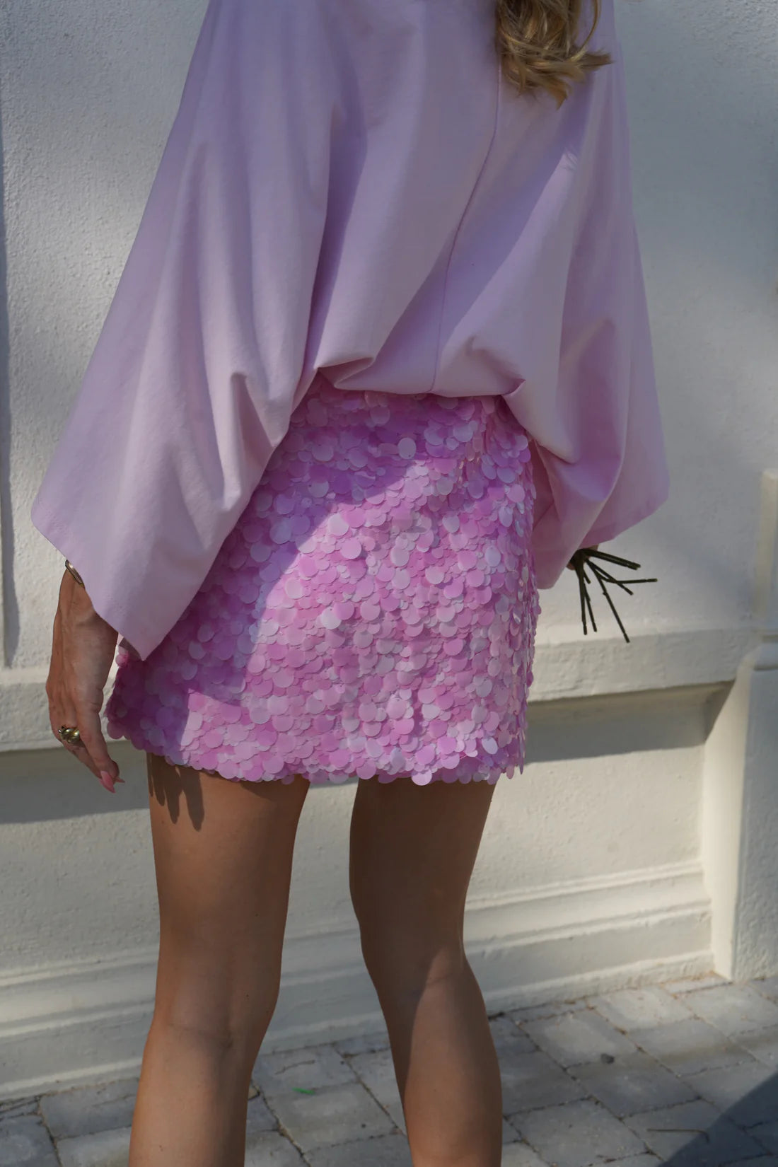 Holly pink sequin disc mini skirt