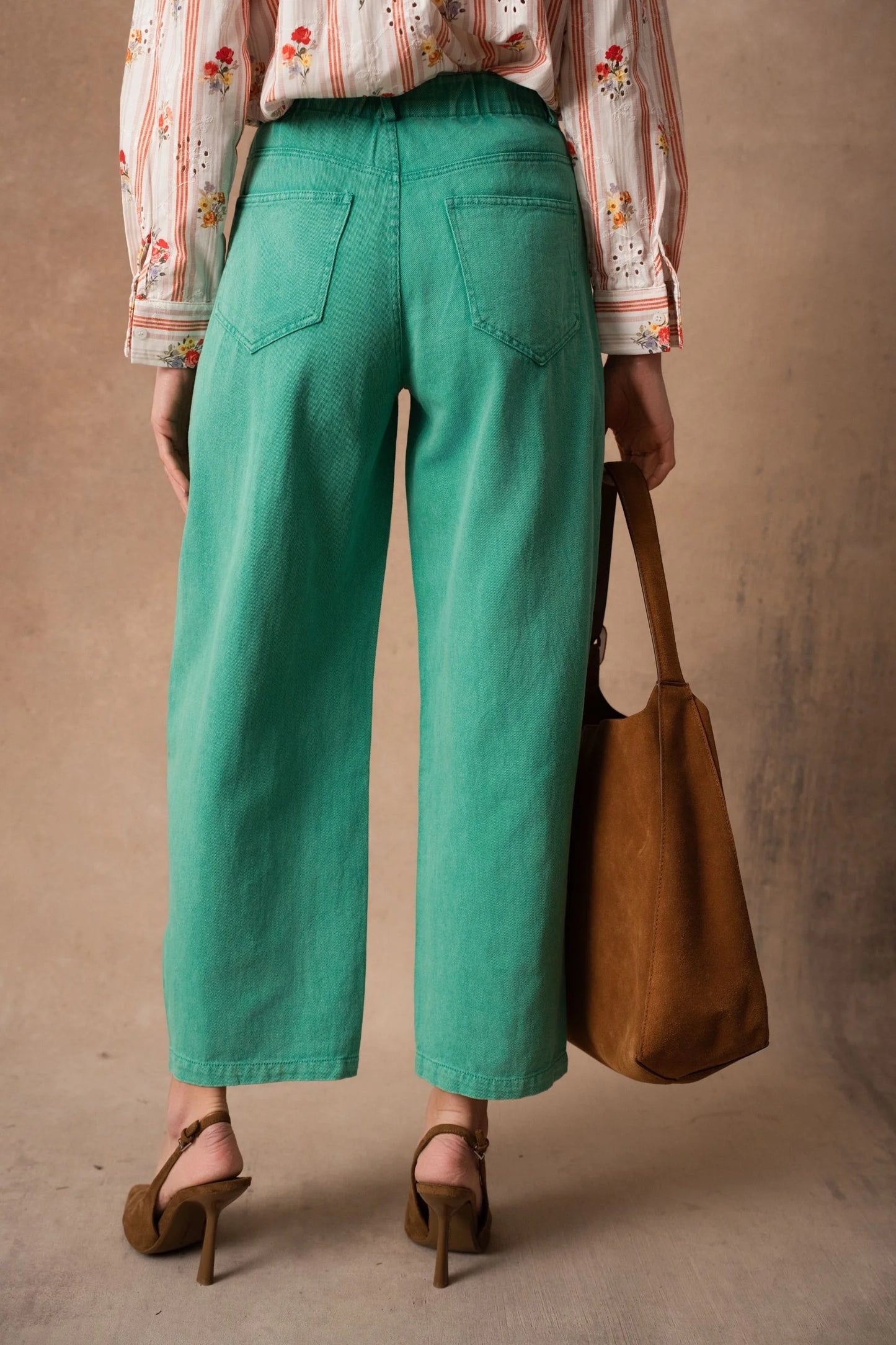Odette green balloon barrel Jeans