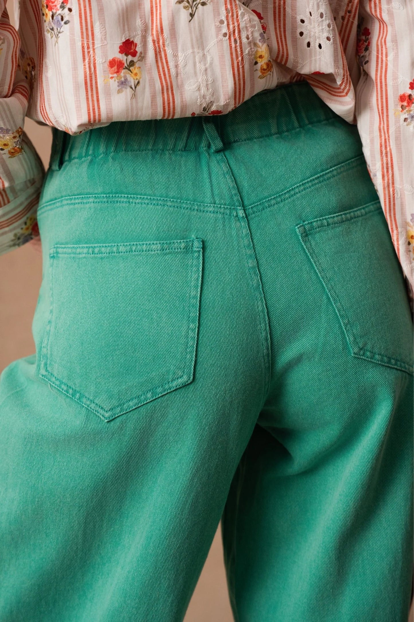 Odette green balloon barrel Jeans