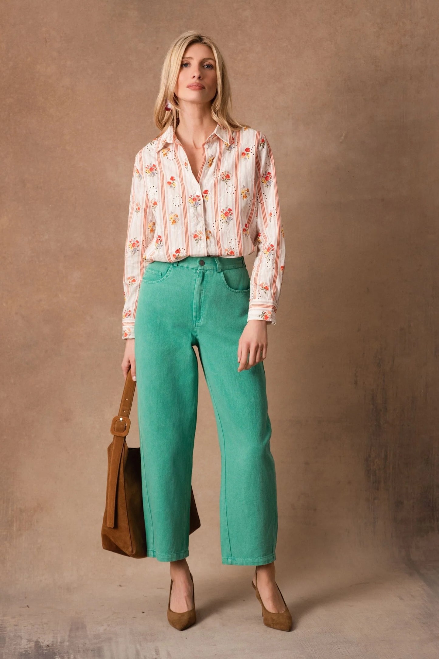 Odette green balloon barrel Jeans