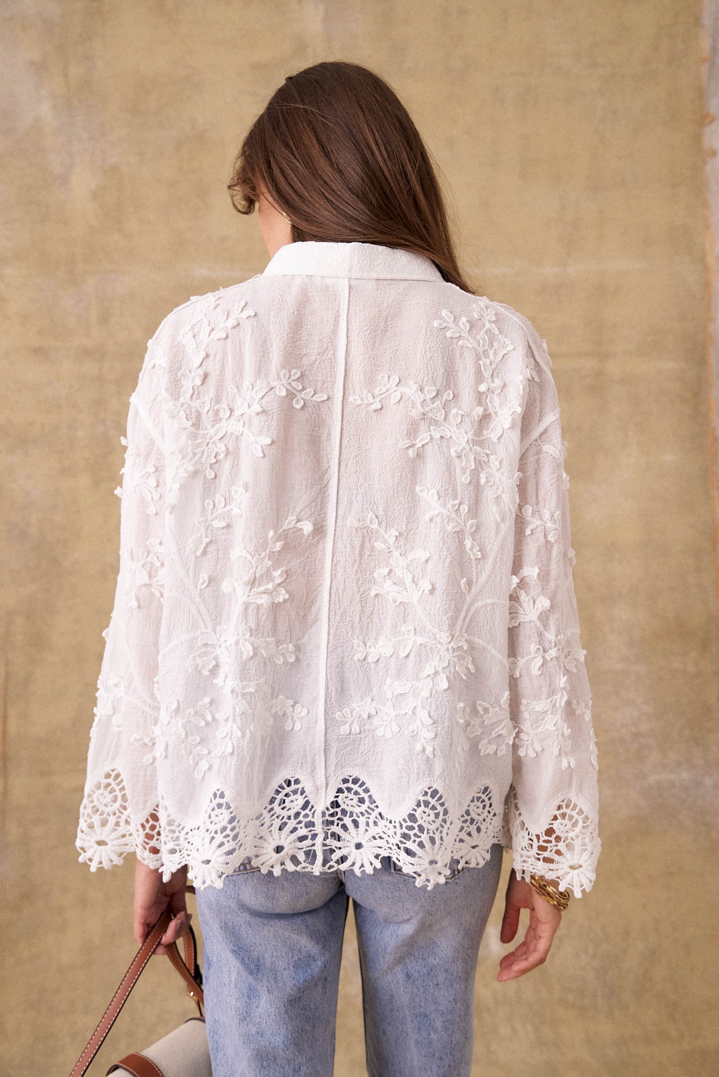 (Preorder) Meg embroidered cotton lace blouse