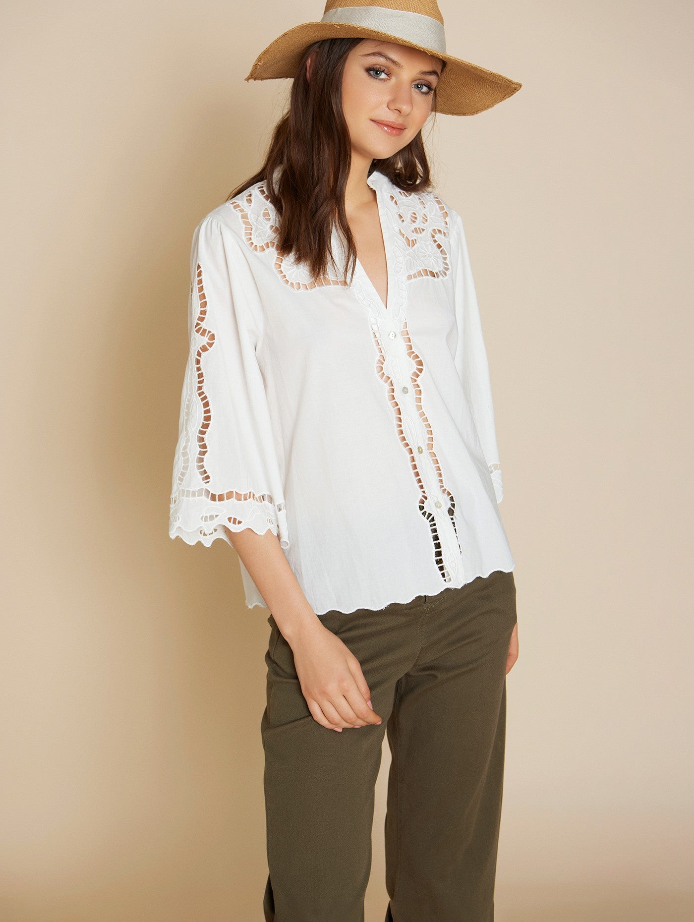 Broderie anglaise cotton shirt