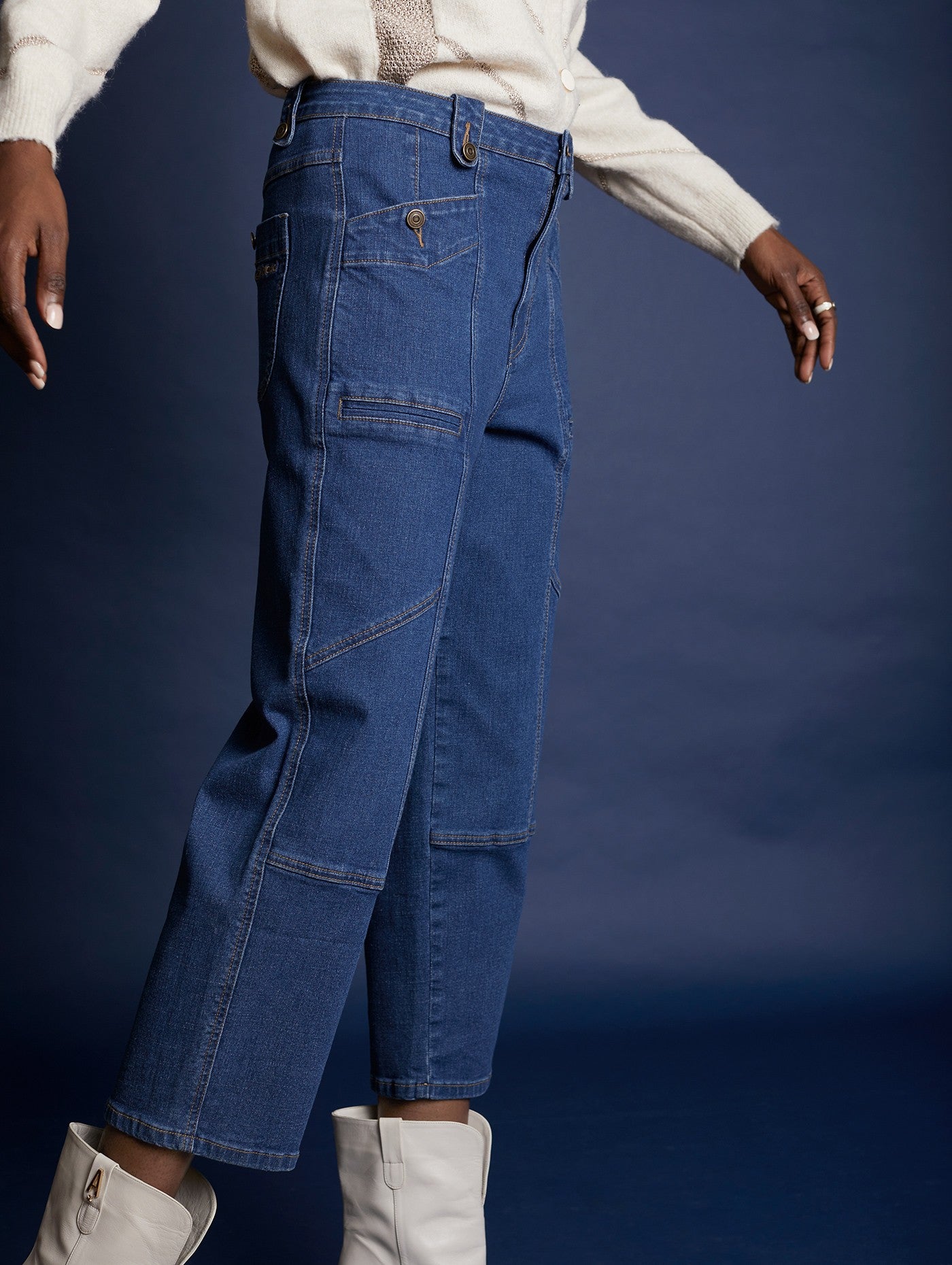 High rise cropped denim jeans