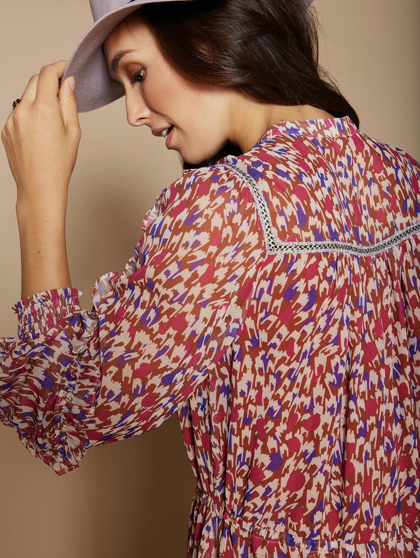 Canesu detail chiffon dress