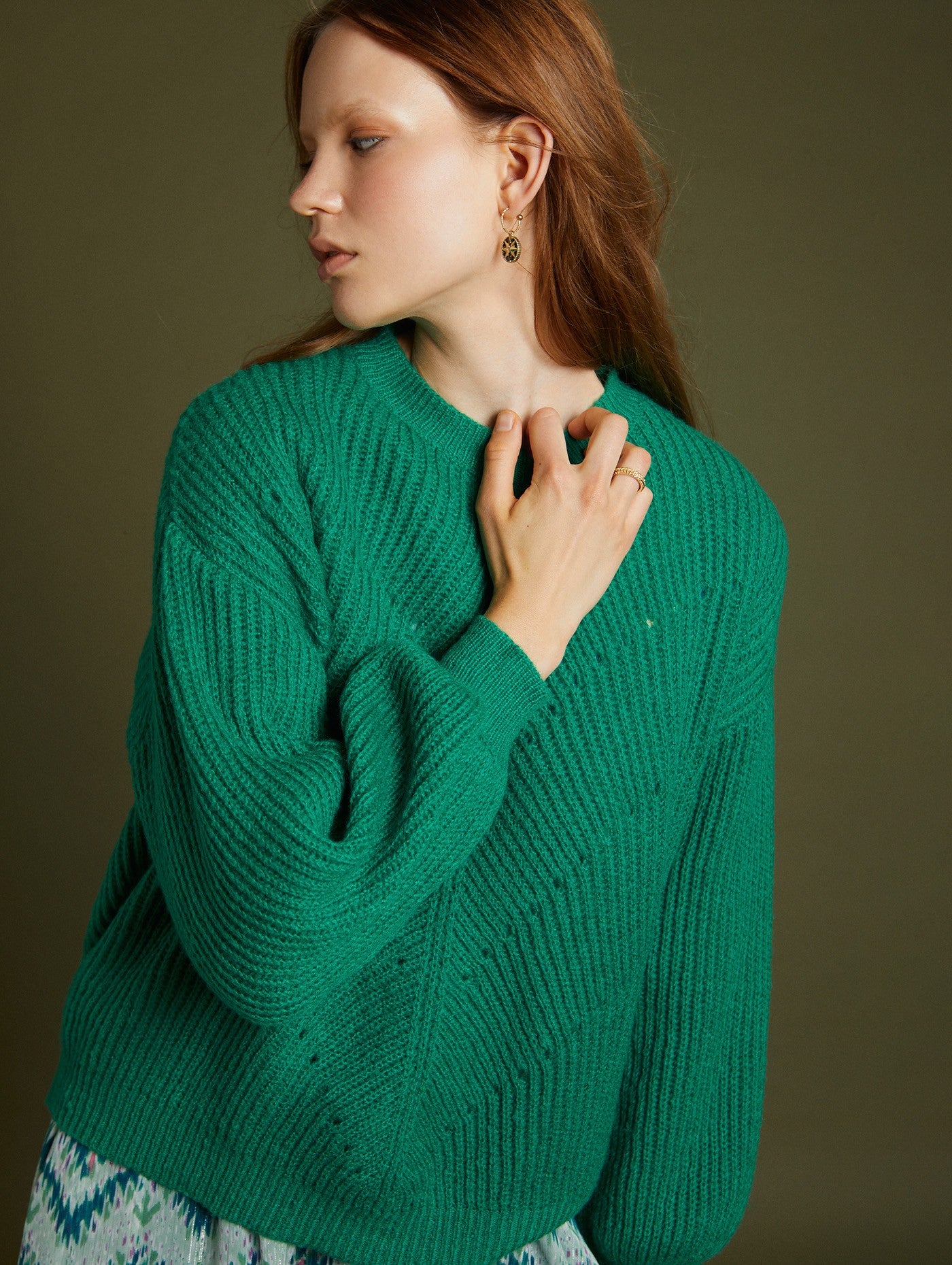 Emerald green puff sleeve jumper