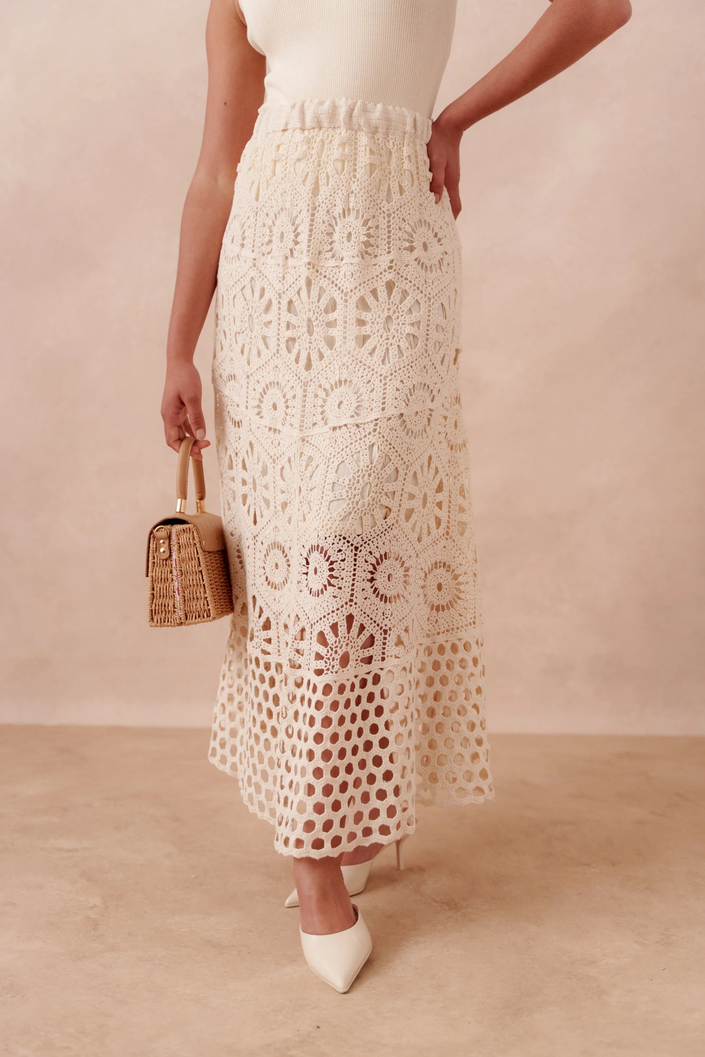 Chloe crochet long skirt