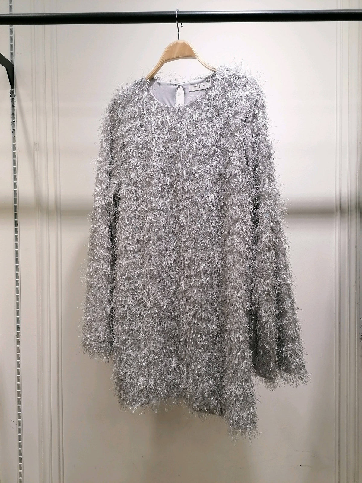 Katy silver sequin feather style short dress