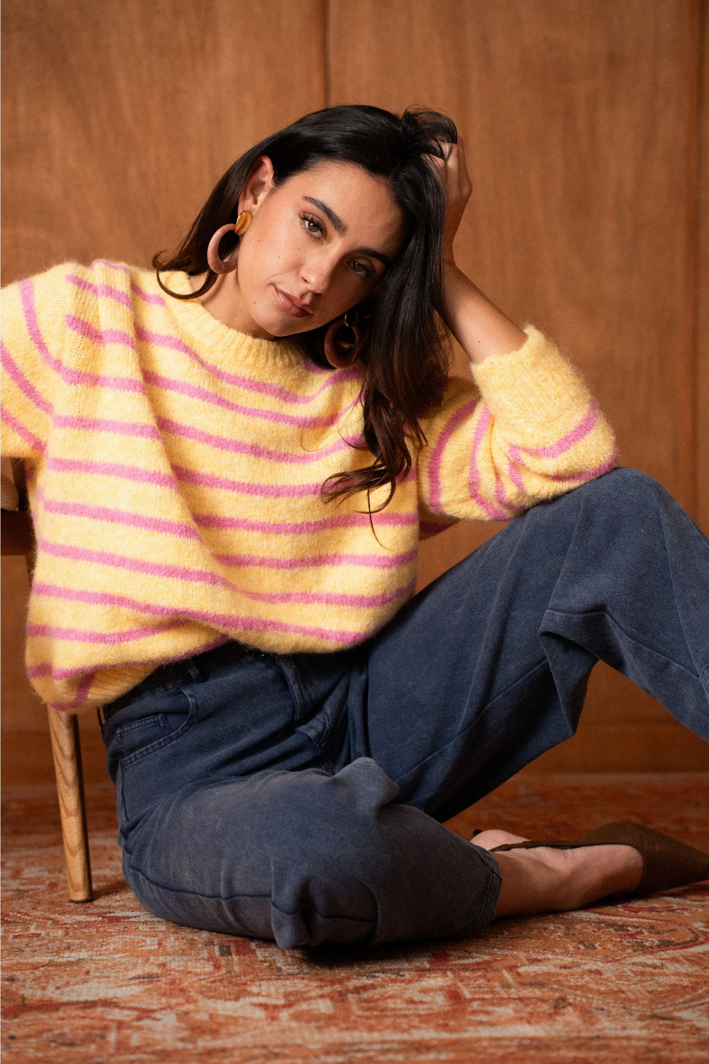 Thalia yellow pink stripe jumper