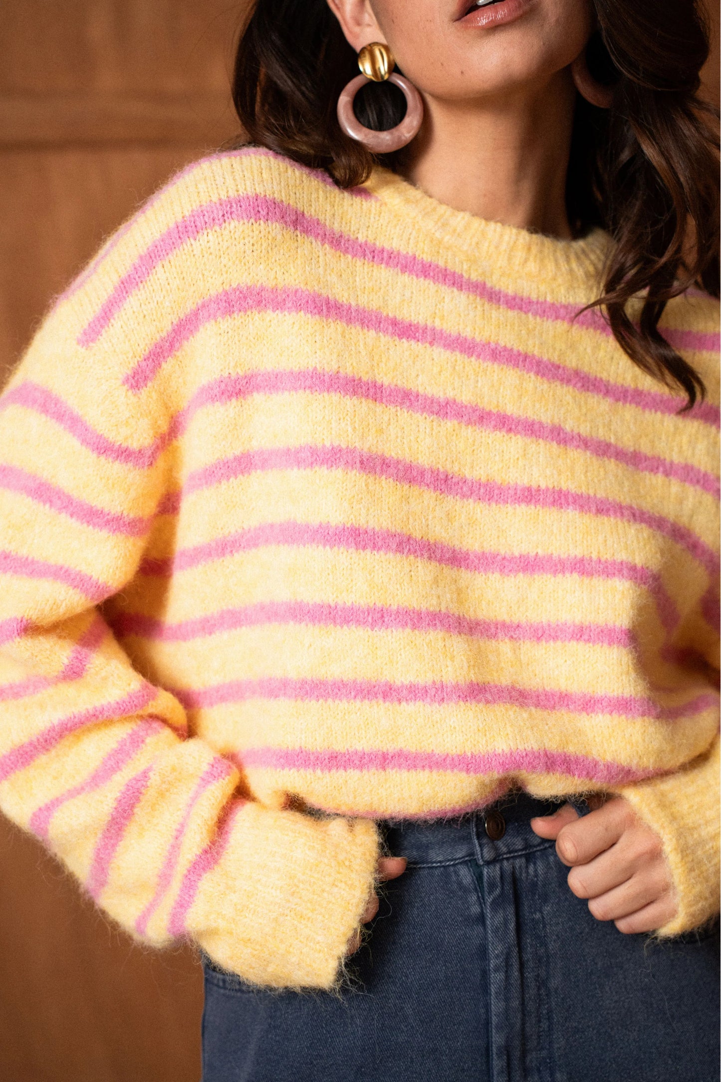 Thalia yellow pink stripe jumper