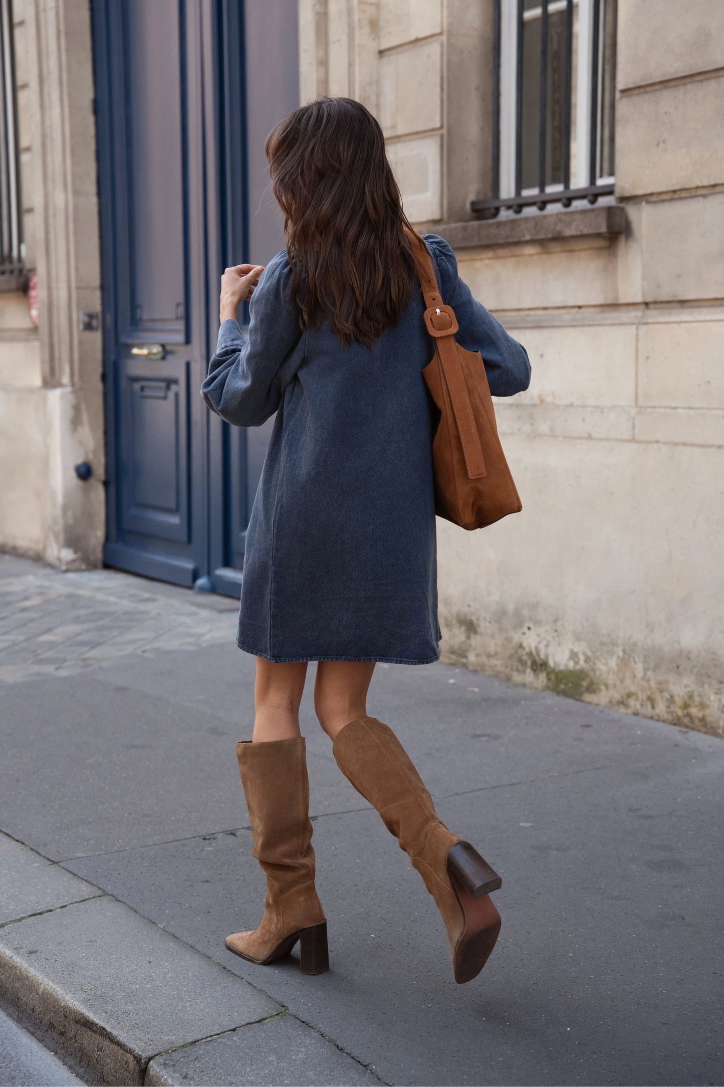 Celestine navy blue denim dress