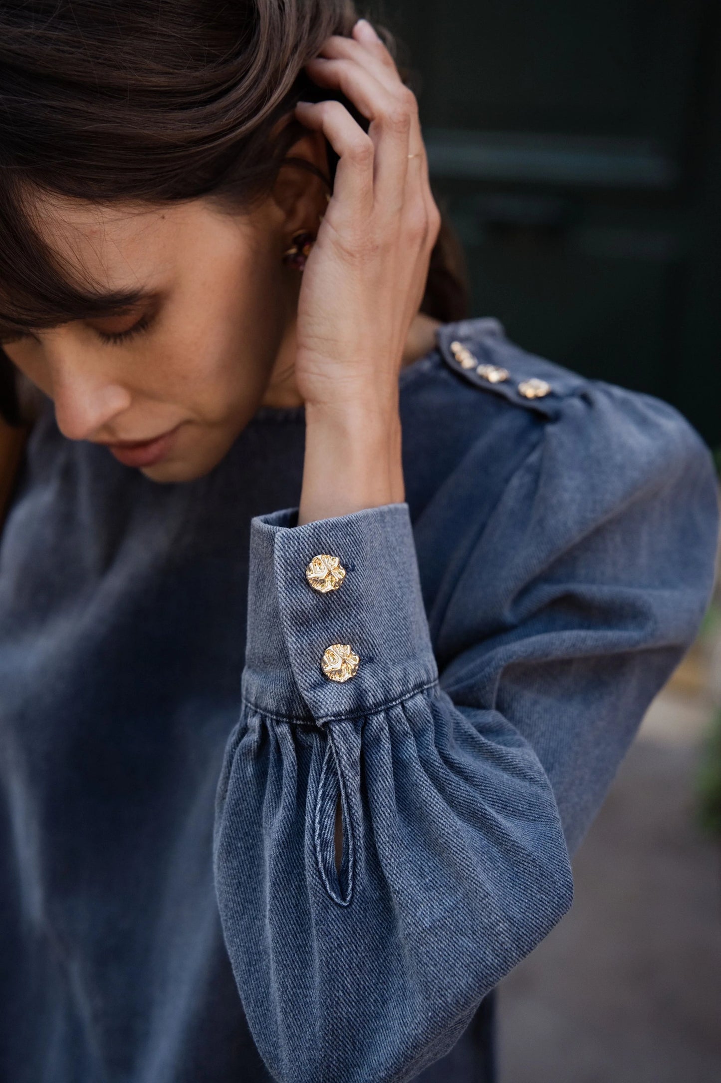 Celestine navy blue denim dress