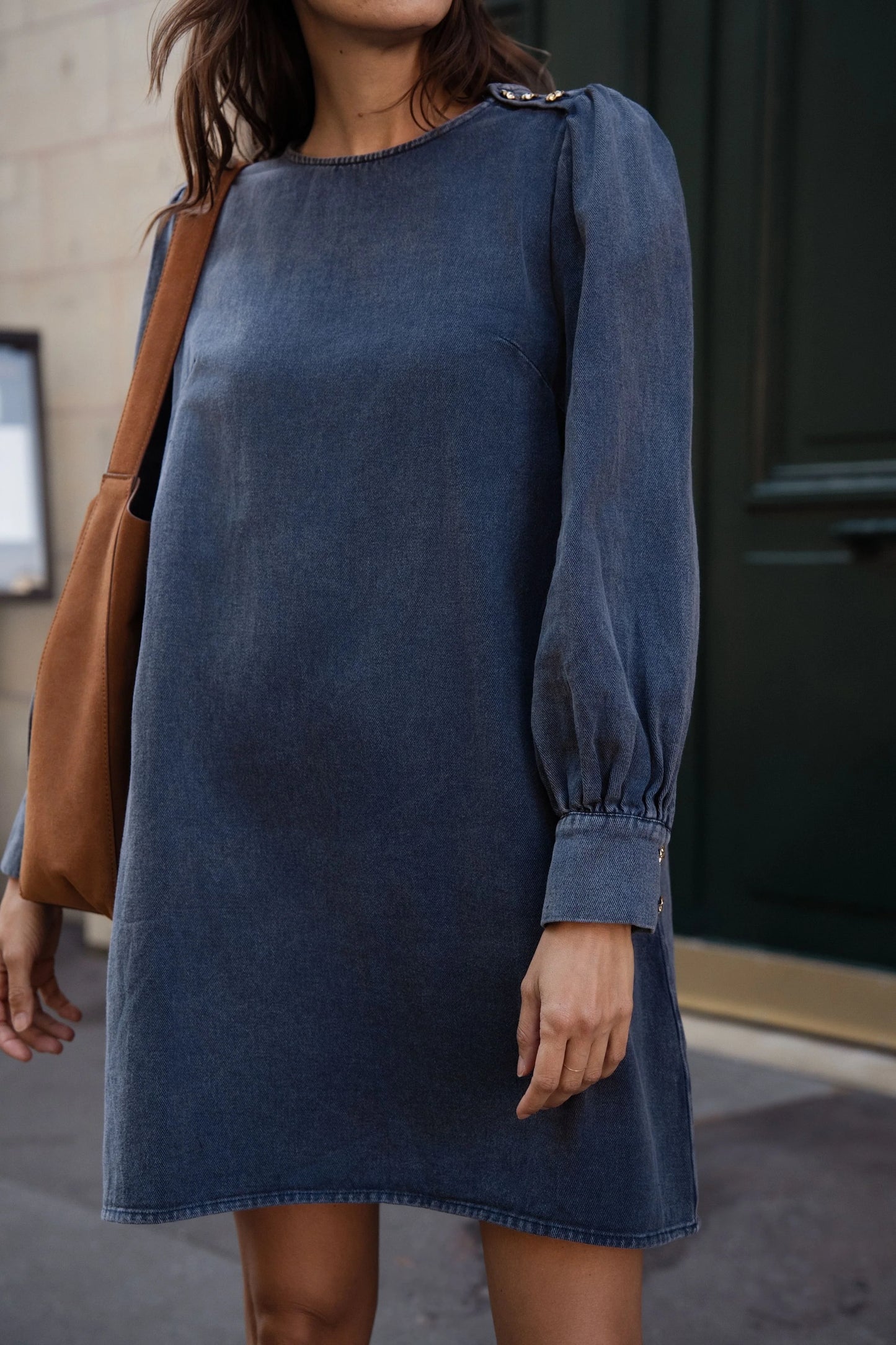 Celestine navy blue denim dress