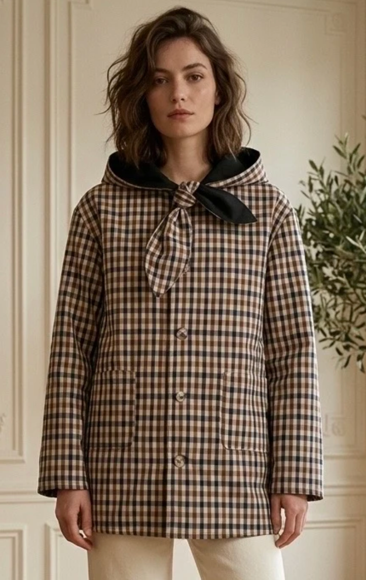Anne mid length reversible check trench