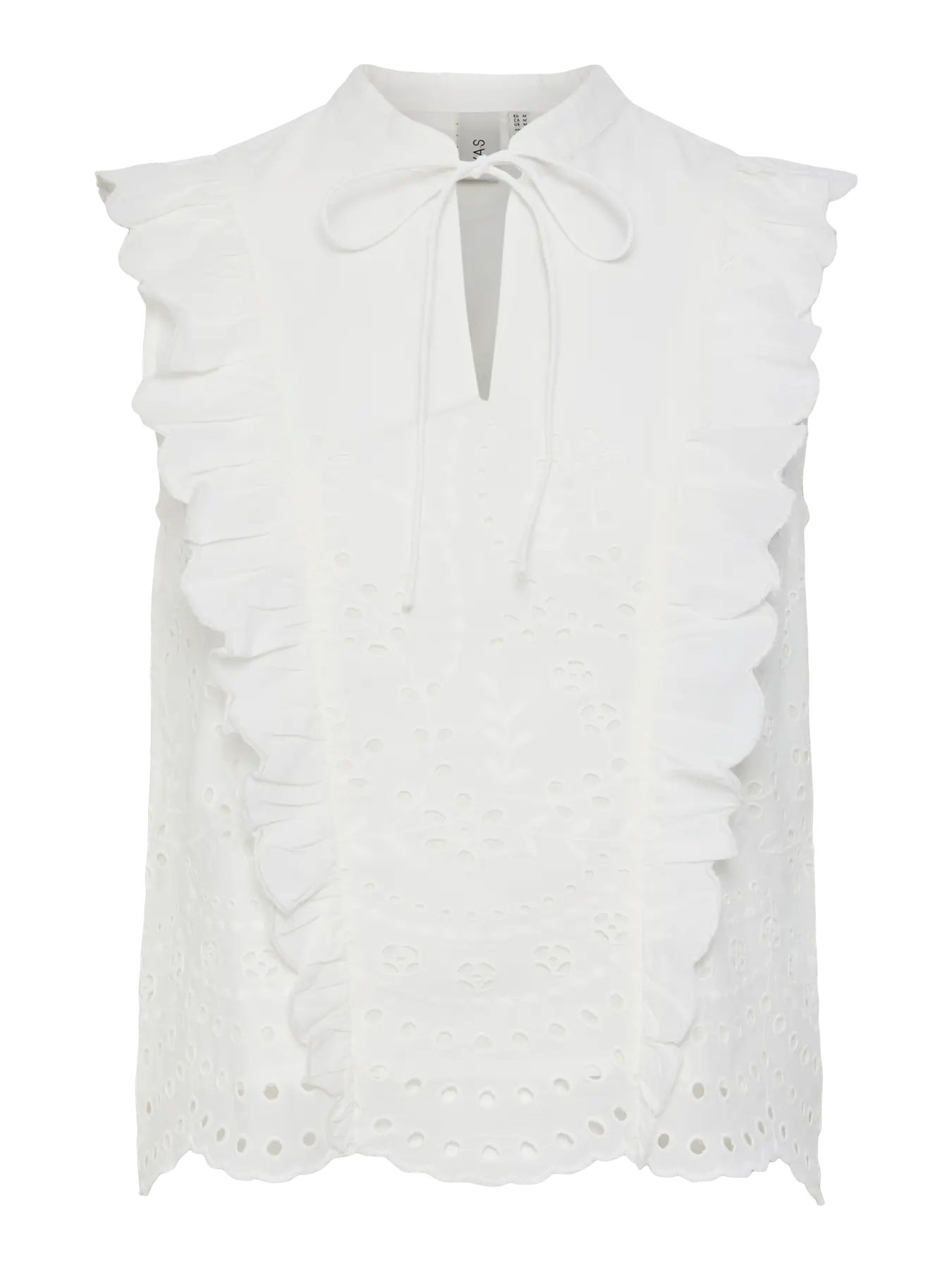 YAS star white sleeveless embroidered blouse