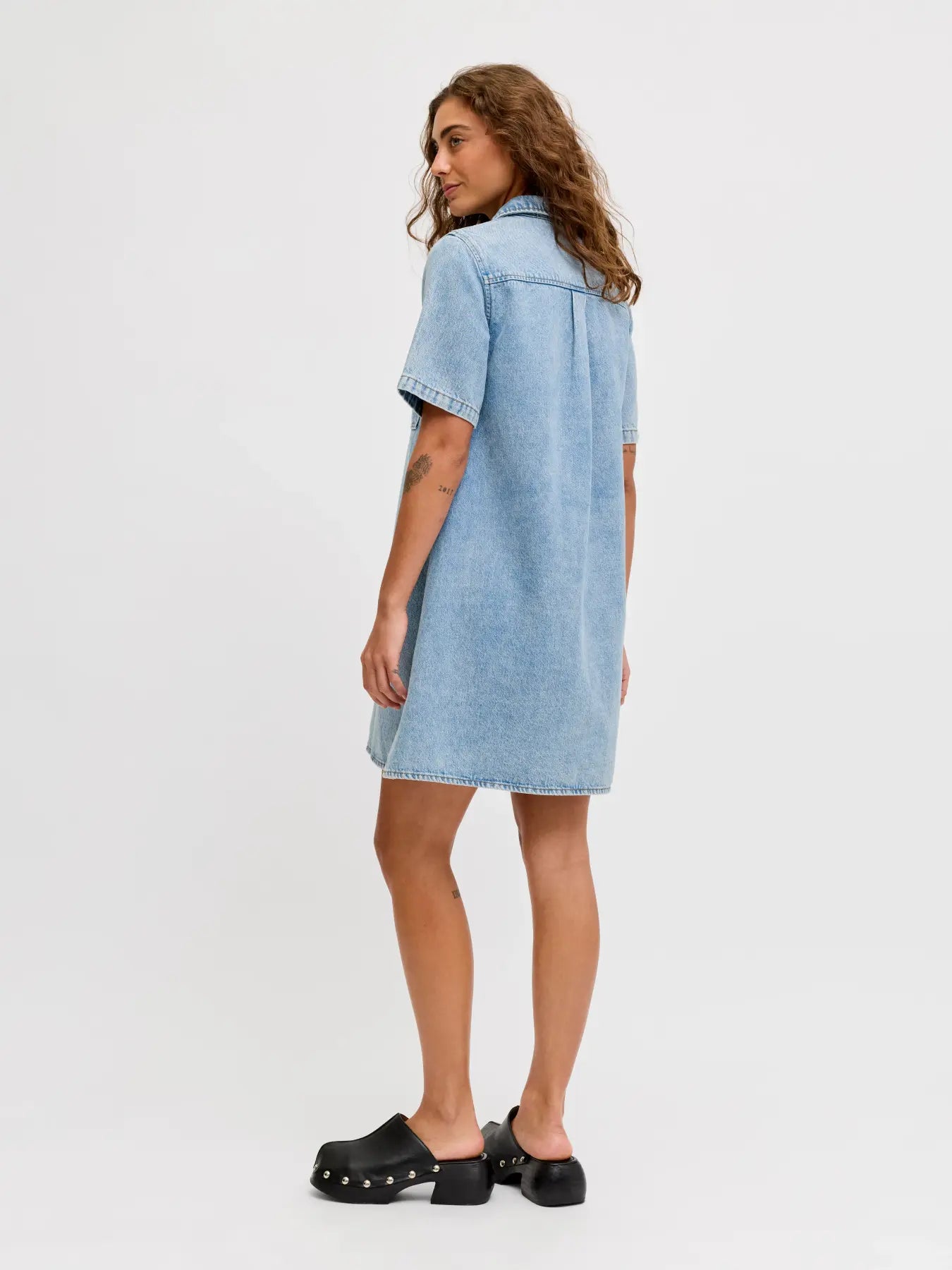 Amara acid wash blue denim dress