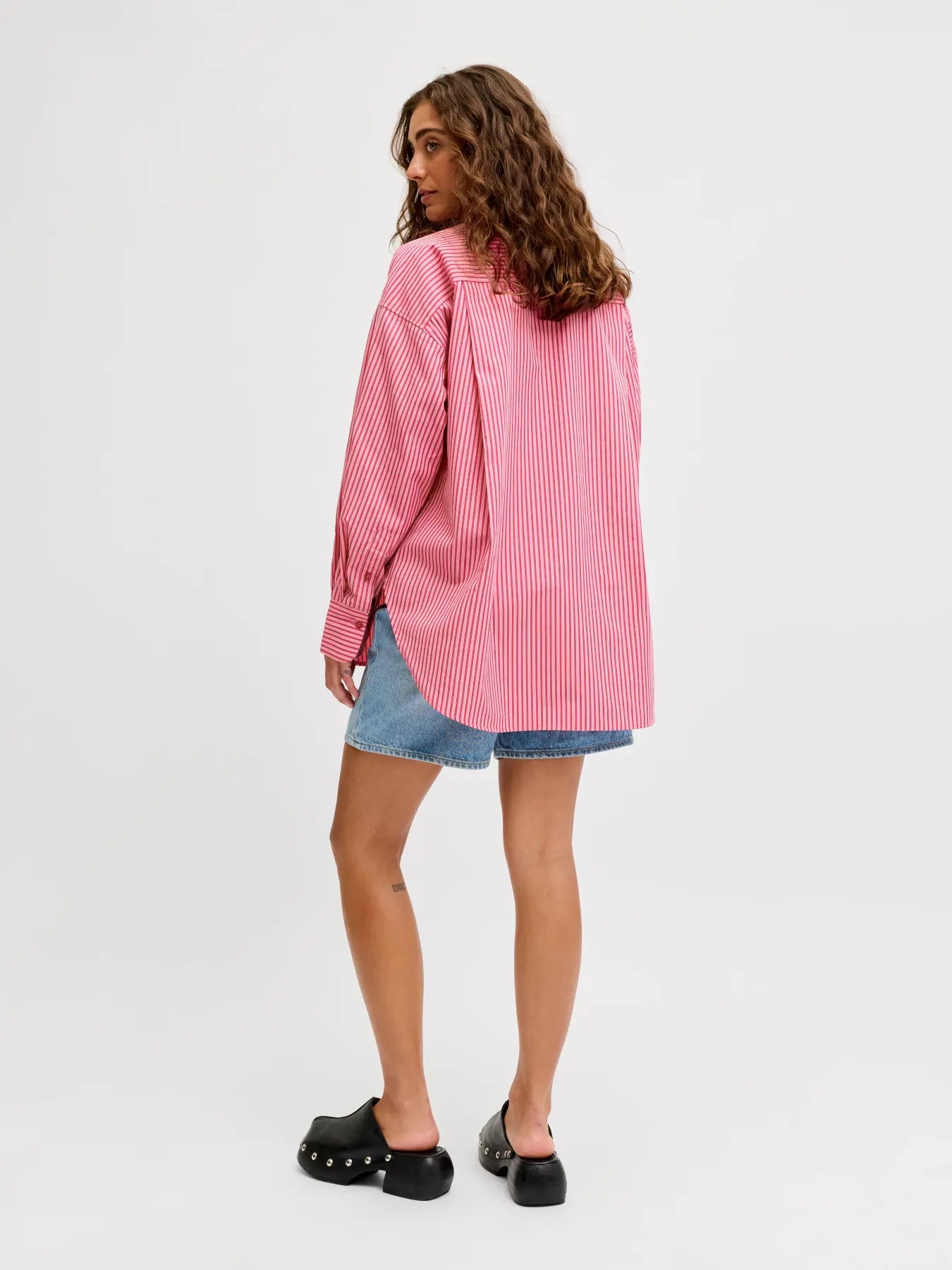 Jamie organic cotton poplin cerise striped shirt