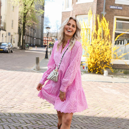 YAS pastel lavender lace mini dress