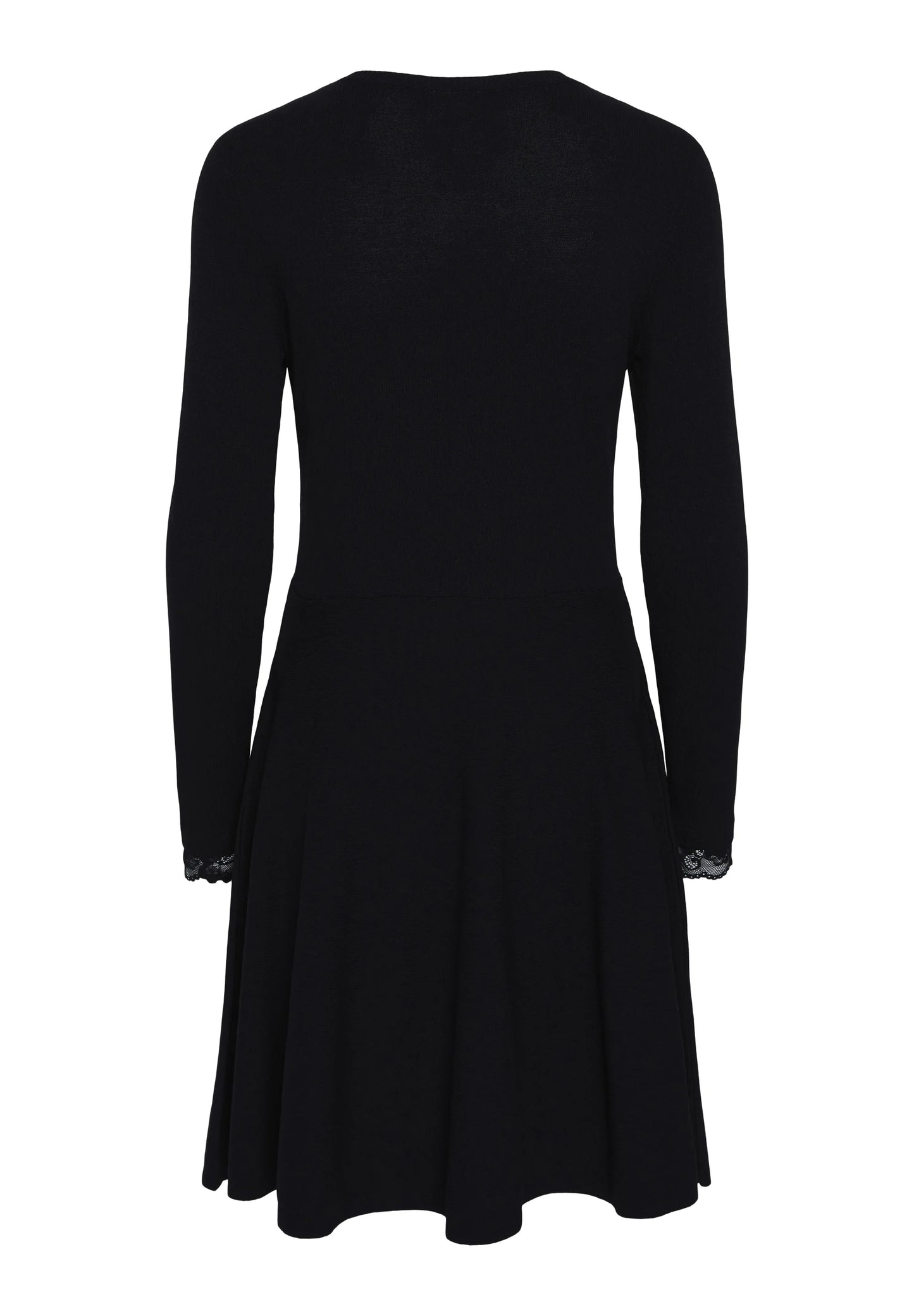 YAS Black knit dress with lace trim