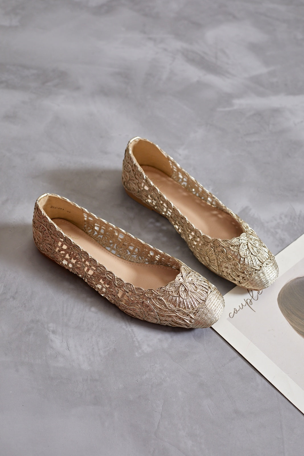 Gold braided pumps